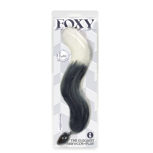 Foxy Fox Tail Silicone Butt Plug - Grey - Not Very Vanilla