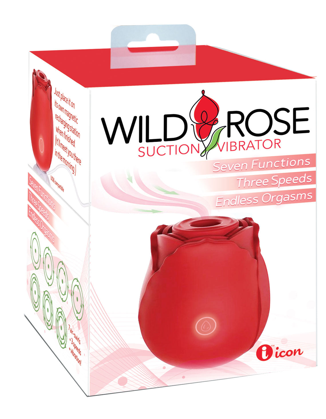 Wild Rose Suction Vibrator - Red - Not Very Vanilla