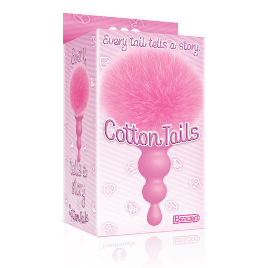 The 9's Cottontails Silicone Bunny Tail Butt Plug - Beaded Pink - Not Very Vanilla