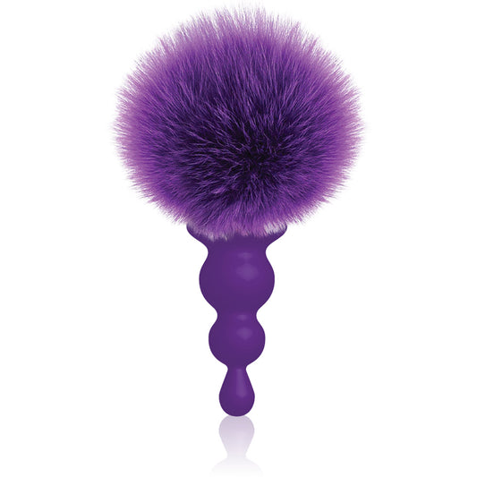 The 9's Cottontails Silicone Bunny Tail Butt Plug - Beaded Purple - Not Very Vanilla