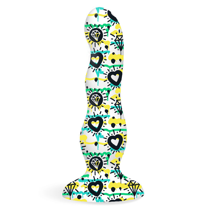 Collage - Diamonds and Hearts - Curvy Silicone Dildo - Not Very Vanilla