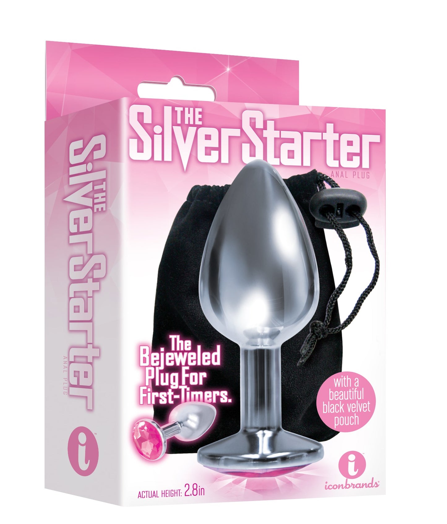 The 9's the Silver Starter Bejeweled Stainless Steel Plug - Pink - Not Very Vanilla