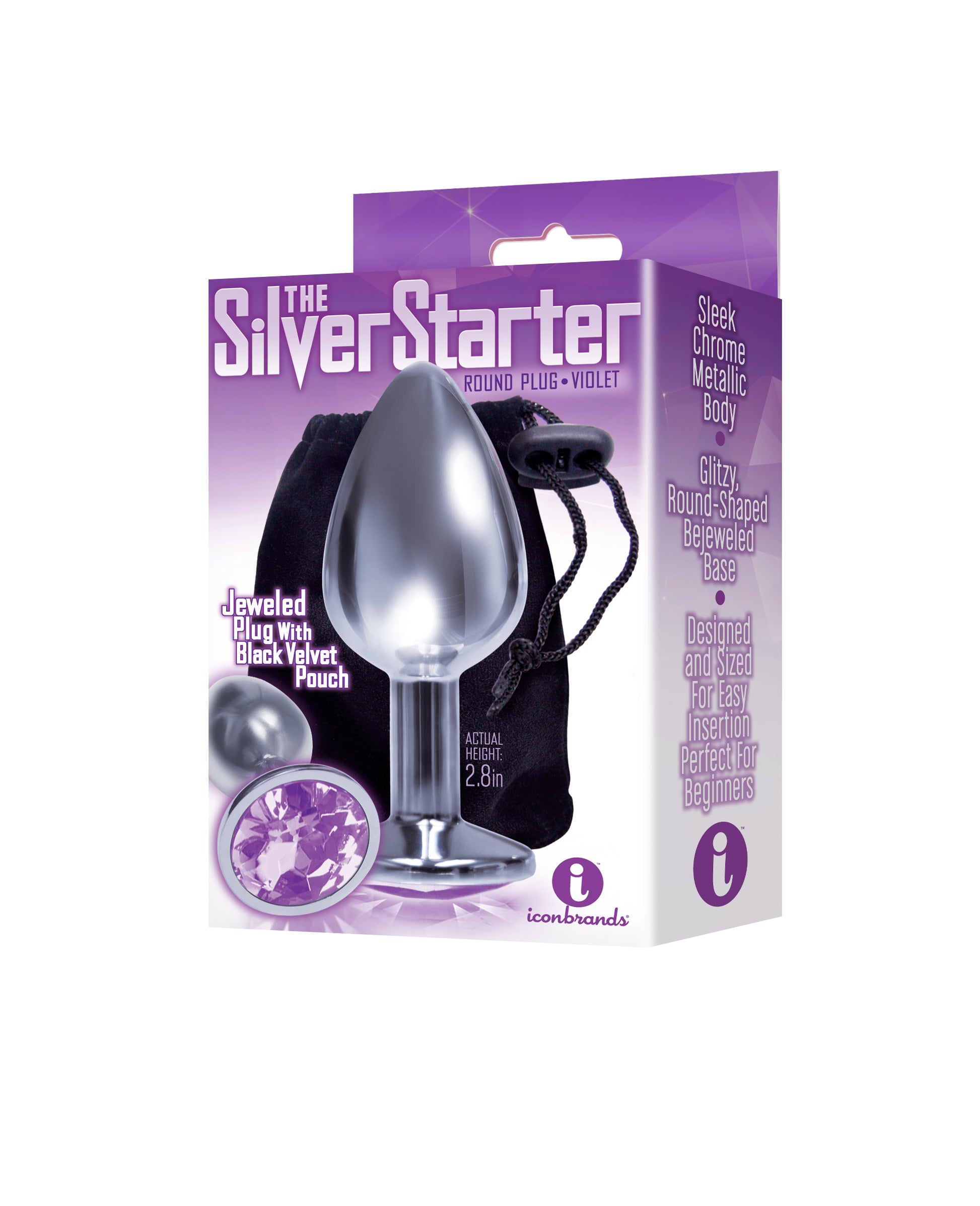 The 9's the Silver Starter Bejeweled Stainless Steel Plug - Violet - Not Very Vanilla