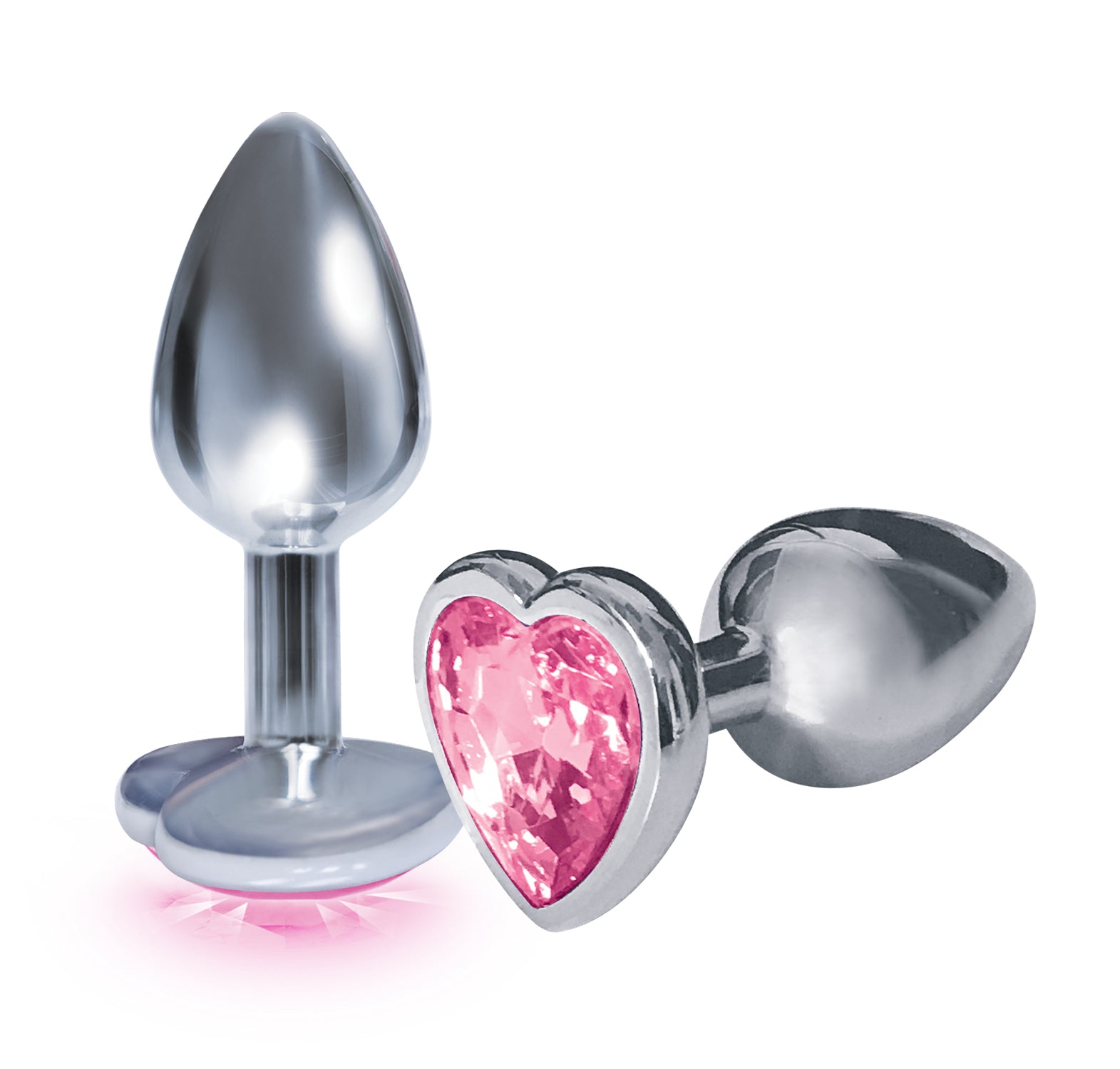 The 9's the Silver Starter Heart Bejeweled Stainless Steel Plug - Pink - Not Very Vanilla