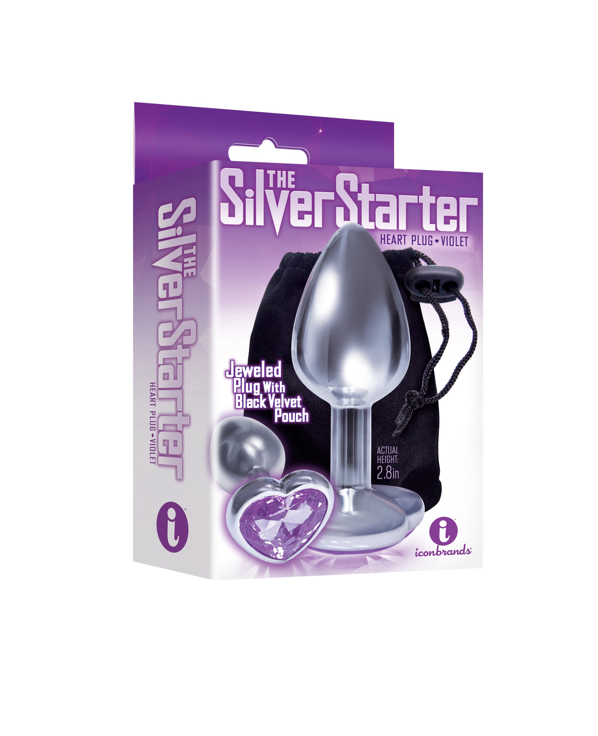 The 9's the Silver Starter Heart Bejeweled Stainless Steel Plug - Violet - Not Very Vanilla