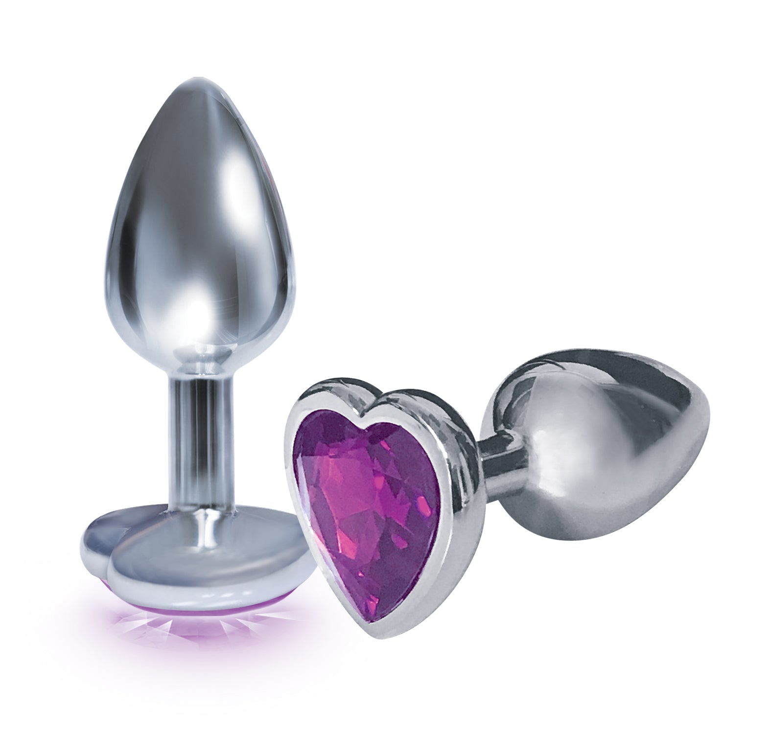 The 9's the Silver Starter Heart Bejeweled Stainless Steel Plug - Violet - Not Very Vanilla