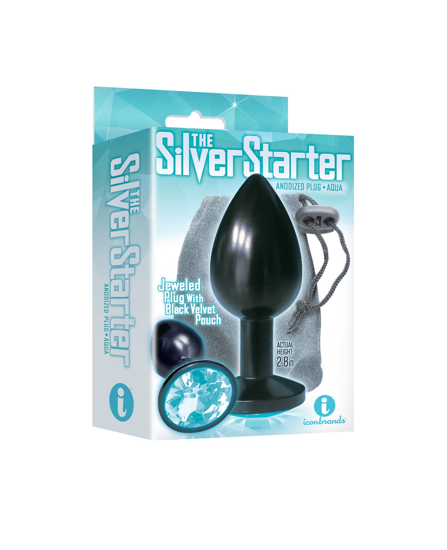 The 9's the Silver Starter Anodized Bejeweled Stainless Steel Plug - Aqua - Not Very Vanilla