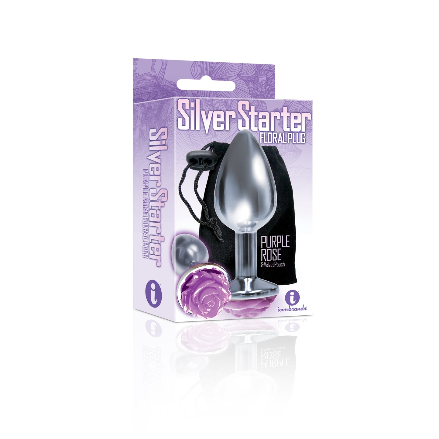 The 9's the Silver Starter Rose Floral Stainless Steel Butt Plug - Rose Purple - Not Very Vanilla