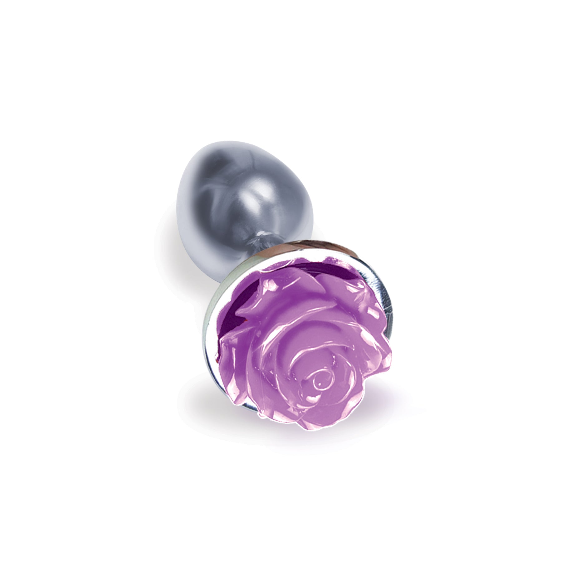 The 9's the Silver Starter Rose Floral Stainless Steel Butt Plug - Rose Purple - Not Very Vanilla