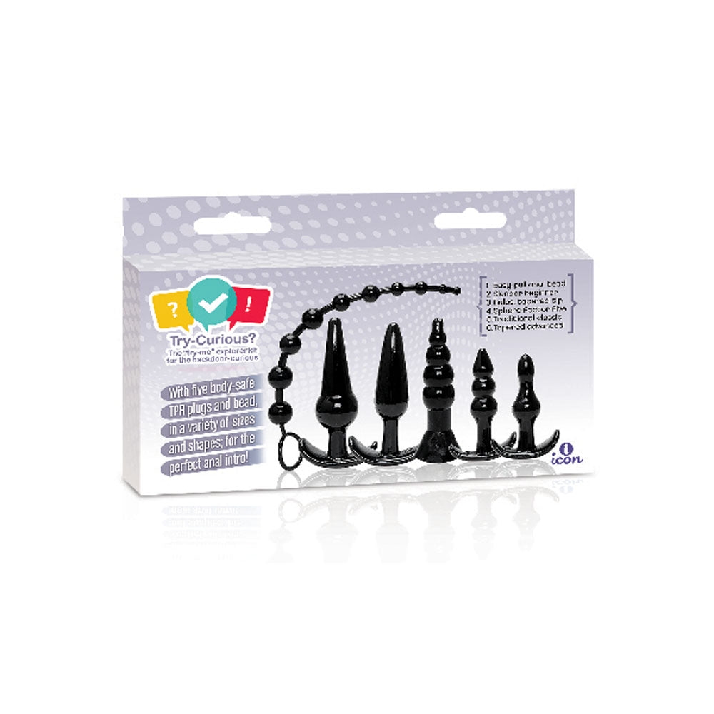 The 9's Try-Curious Anal Plug Kit - Black - Not Very Vanilla