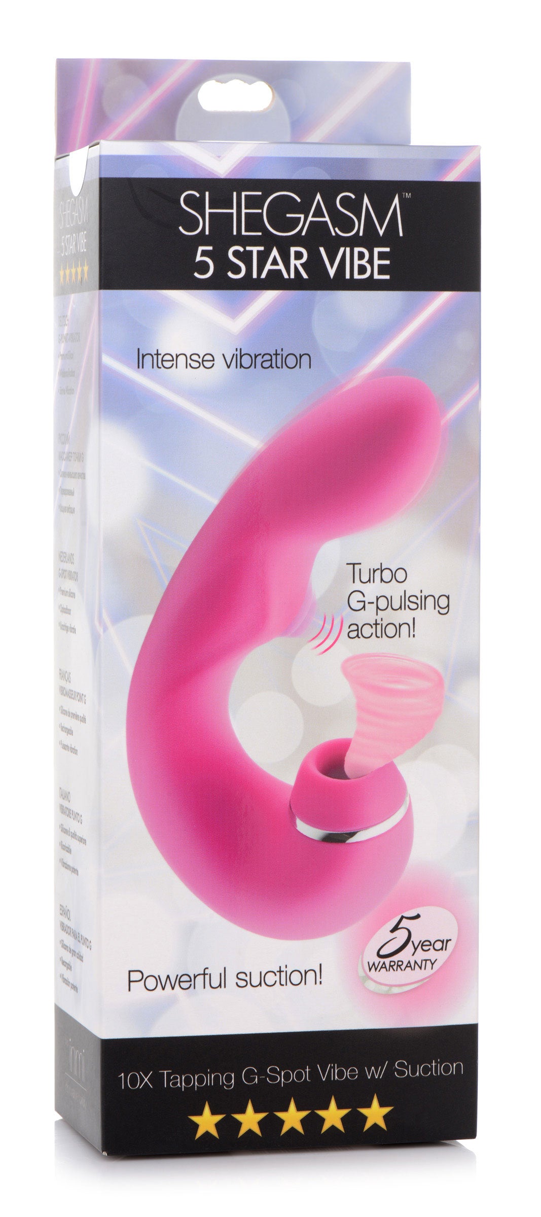 Shegasm 5 Star 10x Tapping G-Spot Vibe With Suction - Pink - Not Very Vanilla