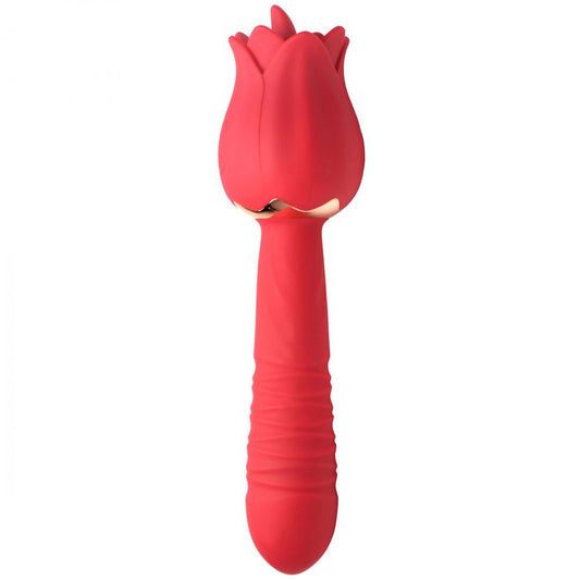 Bloomgasm Racy Rose Thrust and Lick Vibrator - Red - Not Very Vanilla