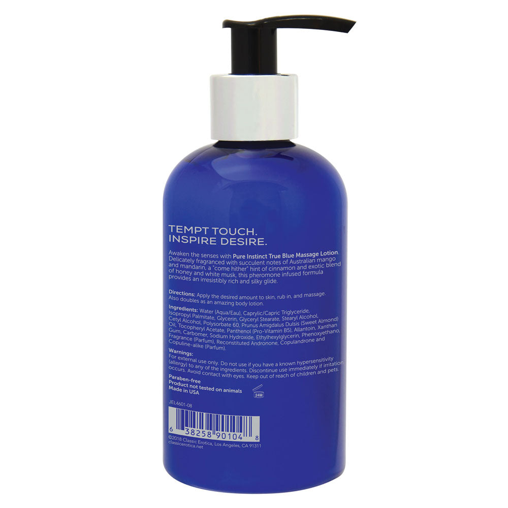 Pure Instinct Pheromone Massage Lotion True Blue 236 ml | 8 Fl Oz - Not Very Vanilla