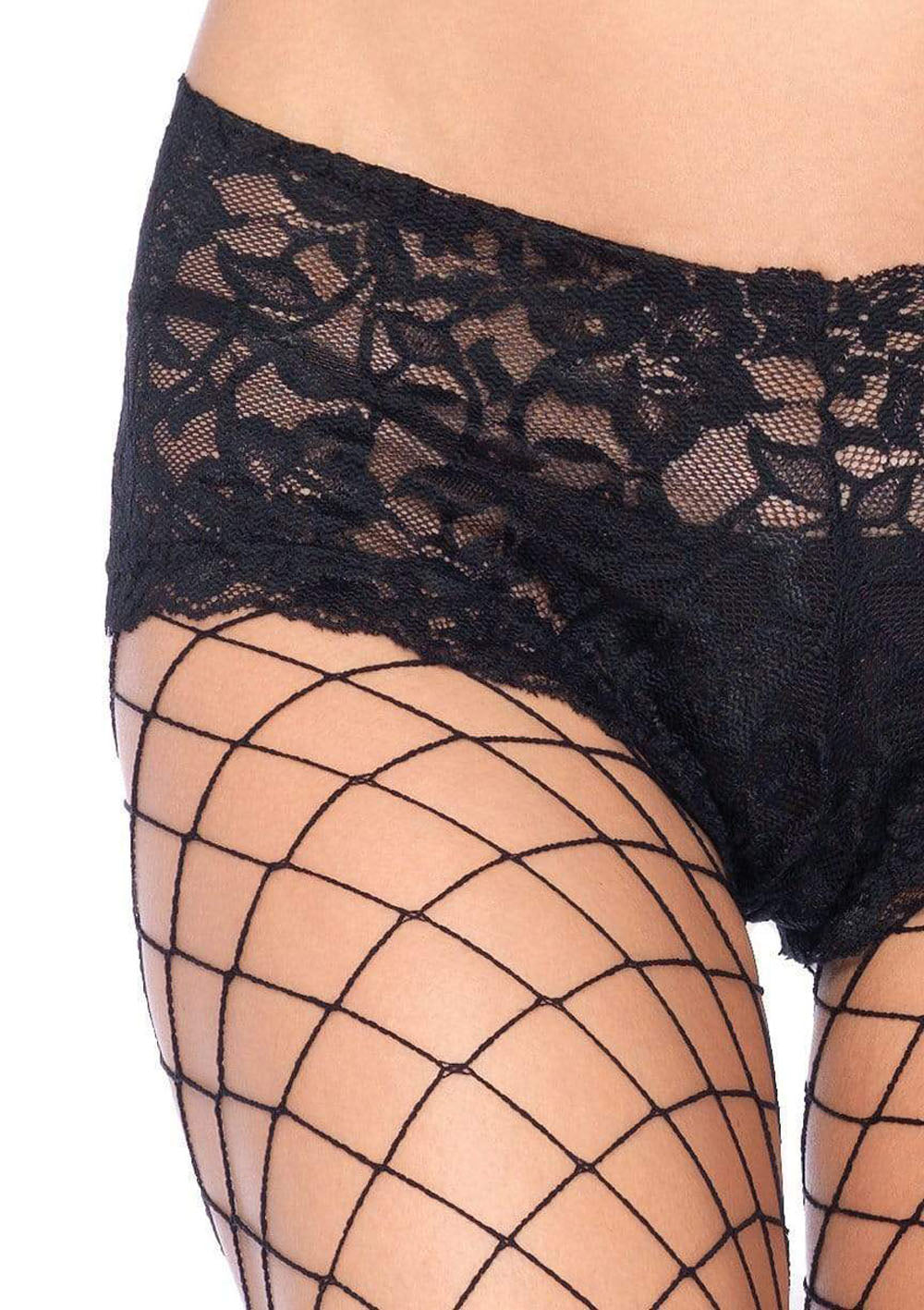 Fence Net Boy Short Pantyhose - One Size - Black - Not Very Vanilla