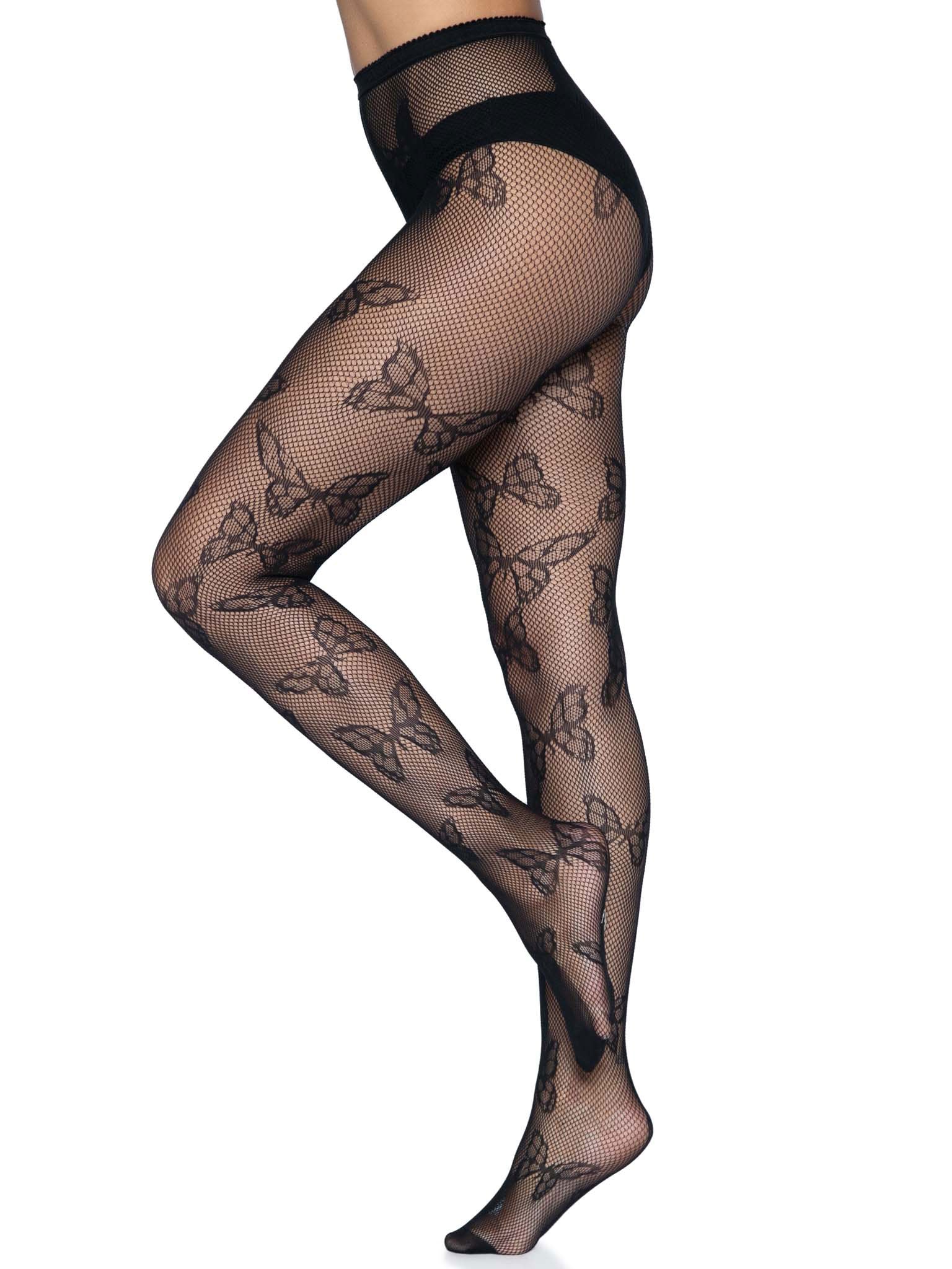 Butterfly Net Tights - One Size - Black - Not Very Vanilla