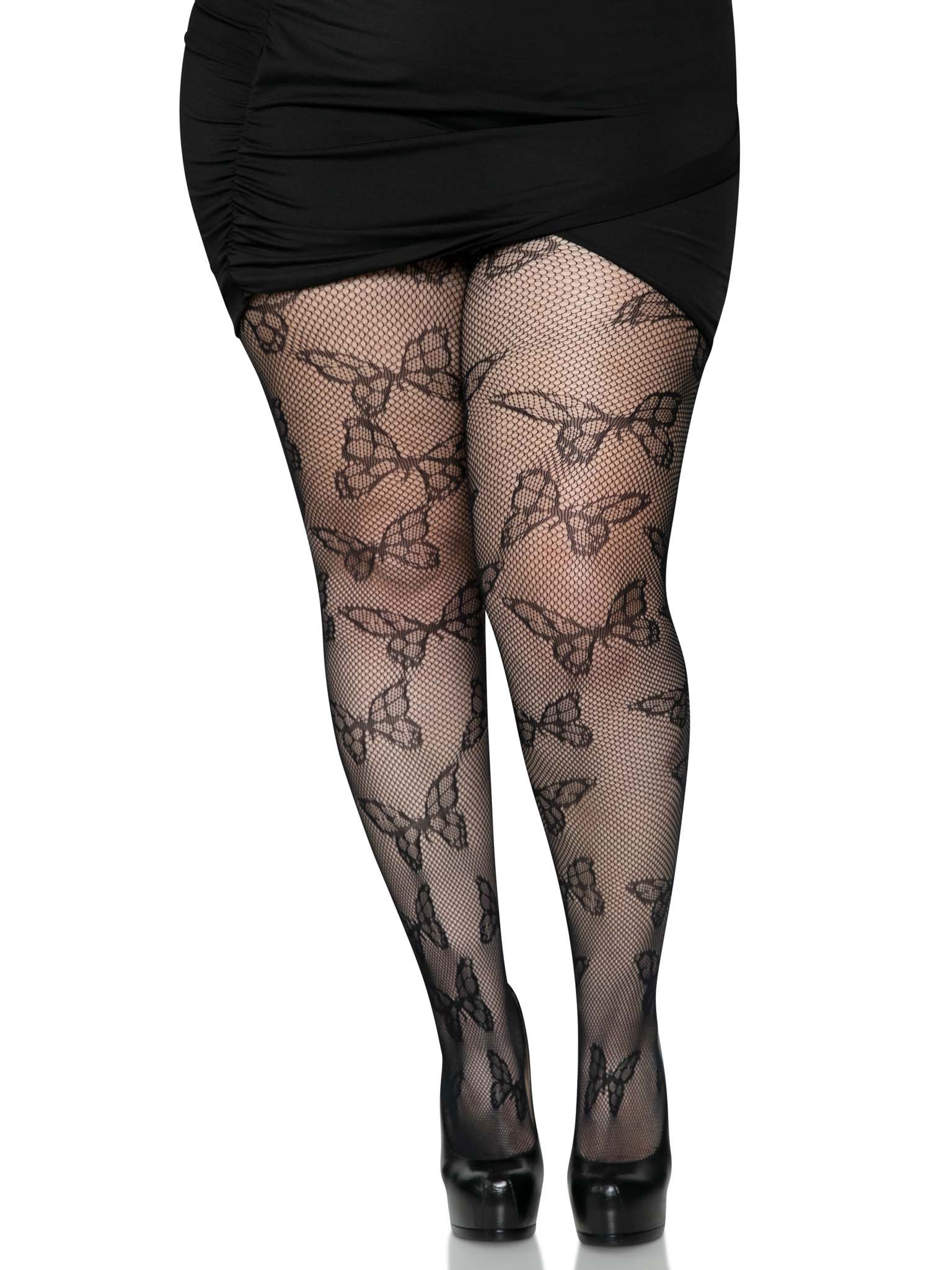 Butterfly Net Tights - 1x/2x - Black - Not Very Vanilla