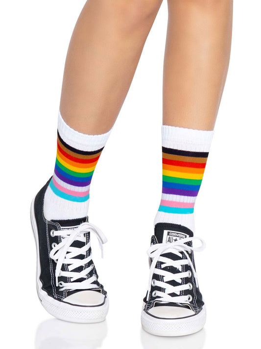 Pride Crew Socks - One Size - Rainbow - Not Very Vanilla