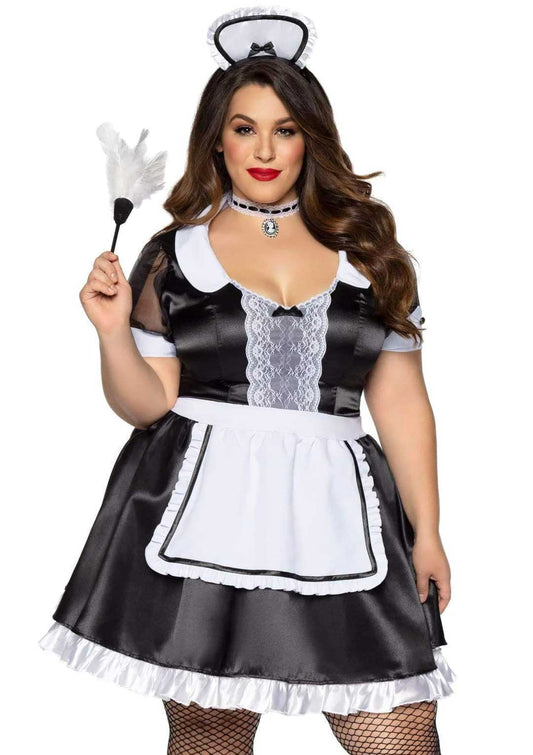 Plus Classic French Maid Costume - 1x/2x - Black / White - Not Very Vanilla