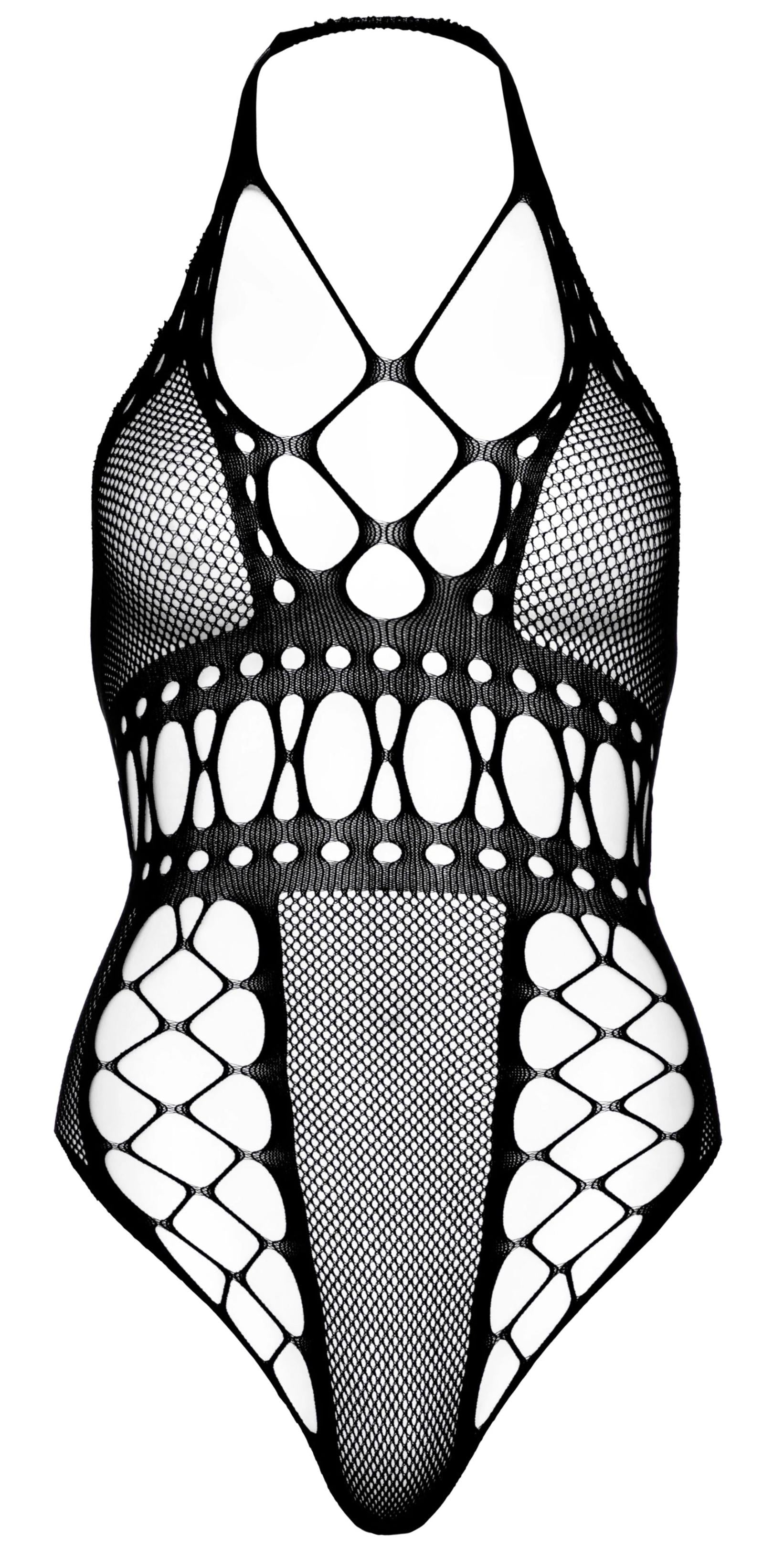 Multi Net Thong Teddy - One Size - Black - Not Very Vanilla