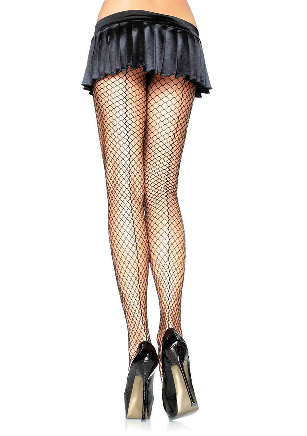 Spandex Industrial Net Backseam Pantyhose - One Size - Black - Not Very Vanilla