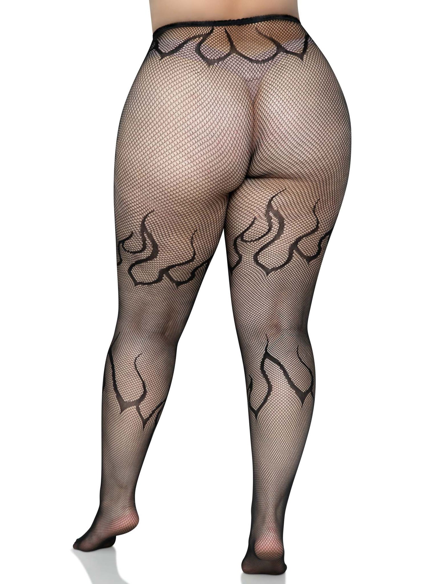 Flame Net Tights - 1x/2x - Black - Not Very Vanilla