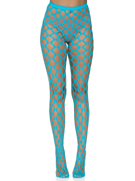 Jumbo Pothole Net Tights - Neon Blue - One Size - Not Very Vanilla