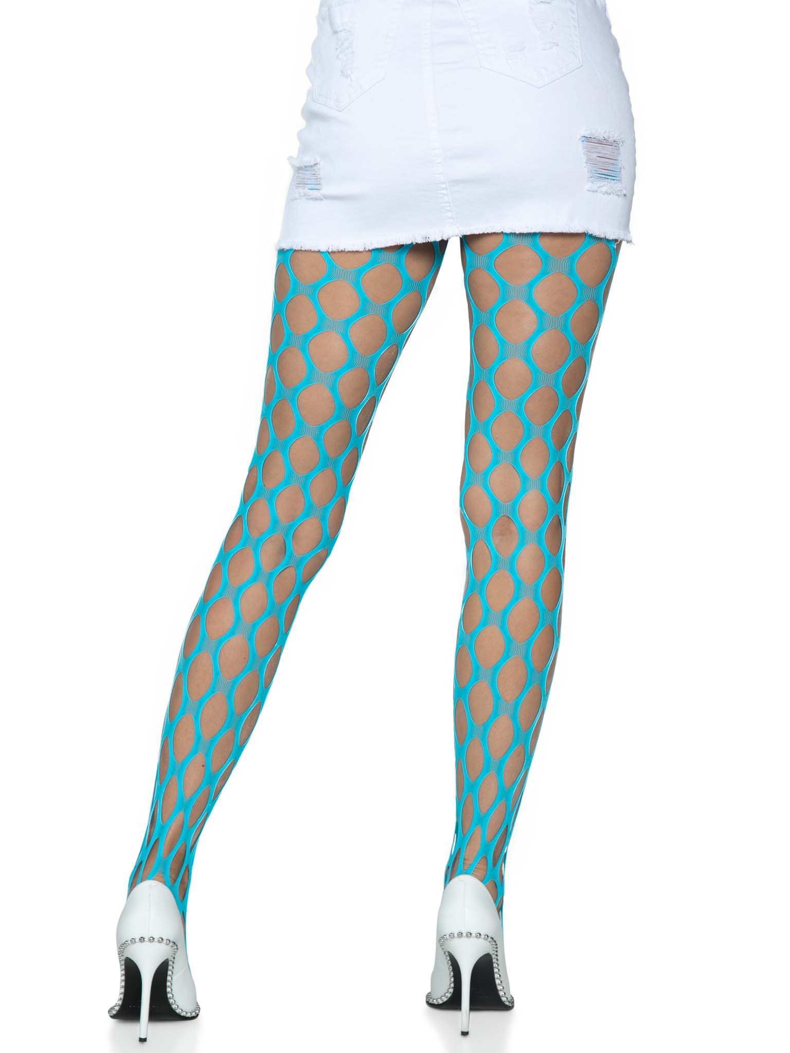 Jumbo Pothole Net Tights - Neon Blue - One Size - Not Very Vanilla