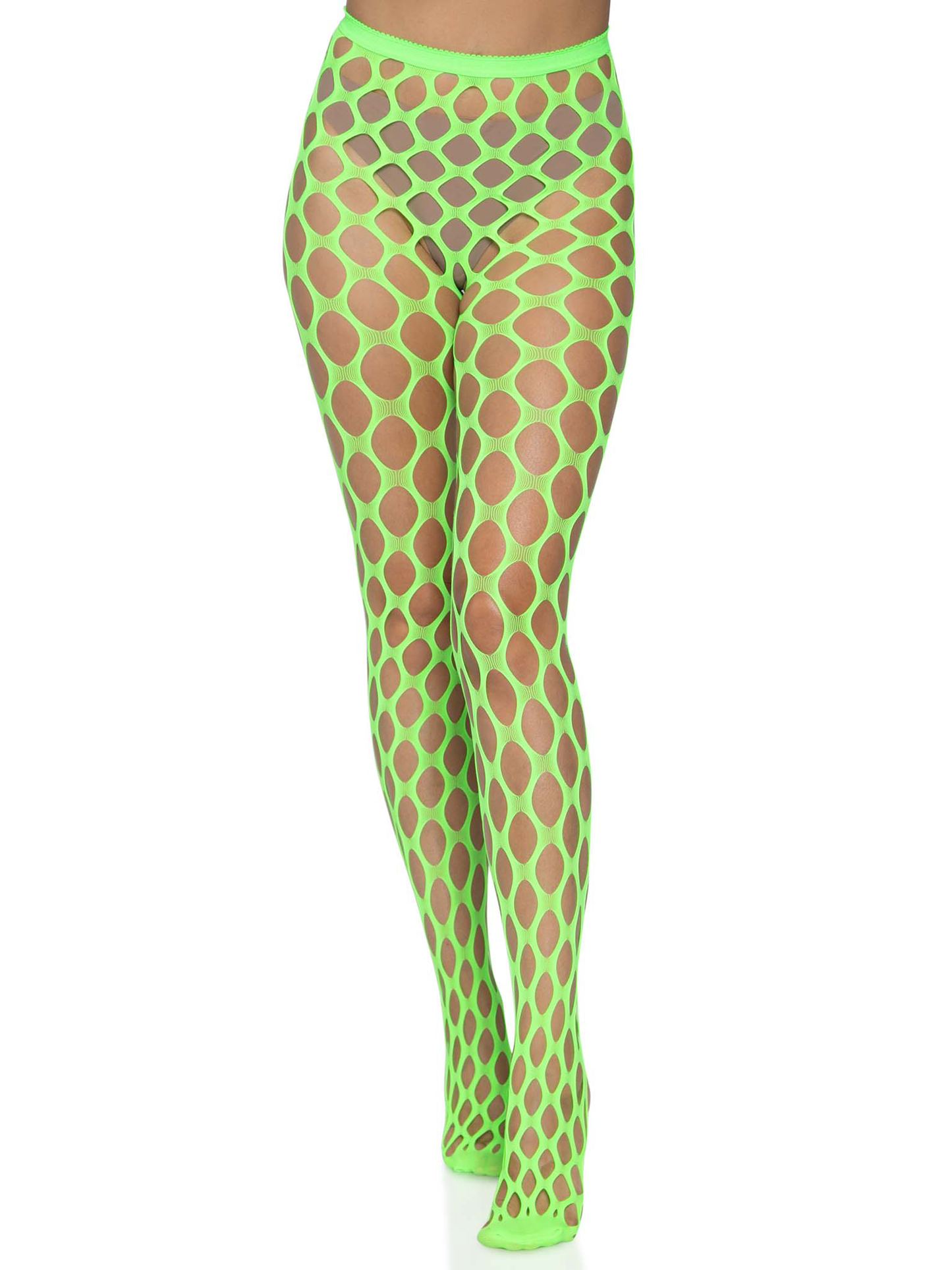 Jumbo Pothole Net Tights - Neon Green - One Size - Not Very Vanilla