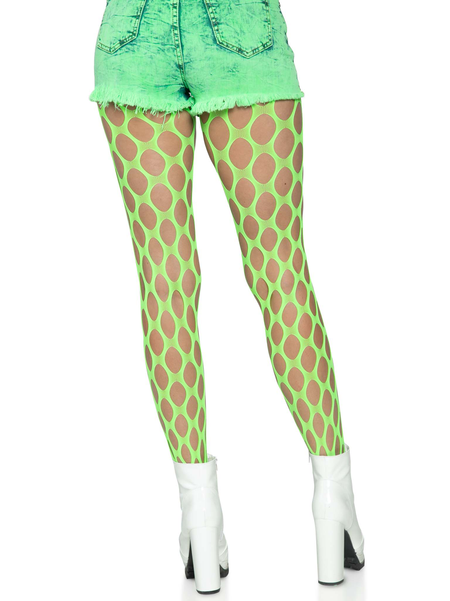 Jumbo Pothole Net Tights - Neon Green - One Size - Not Very Vanilla