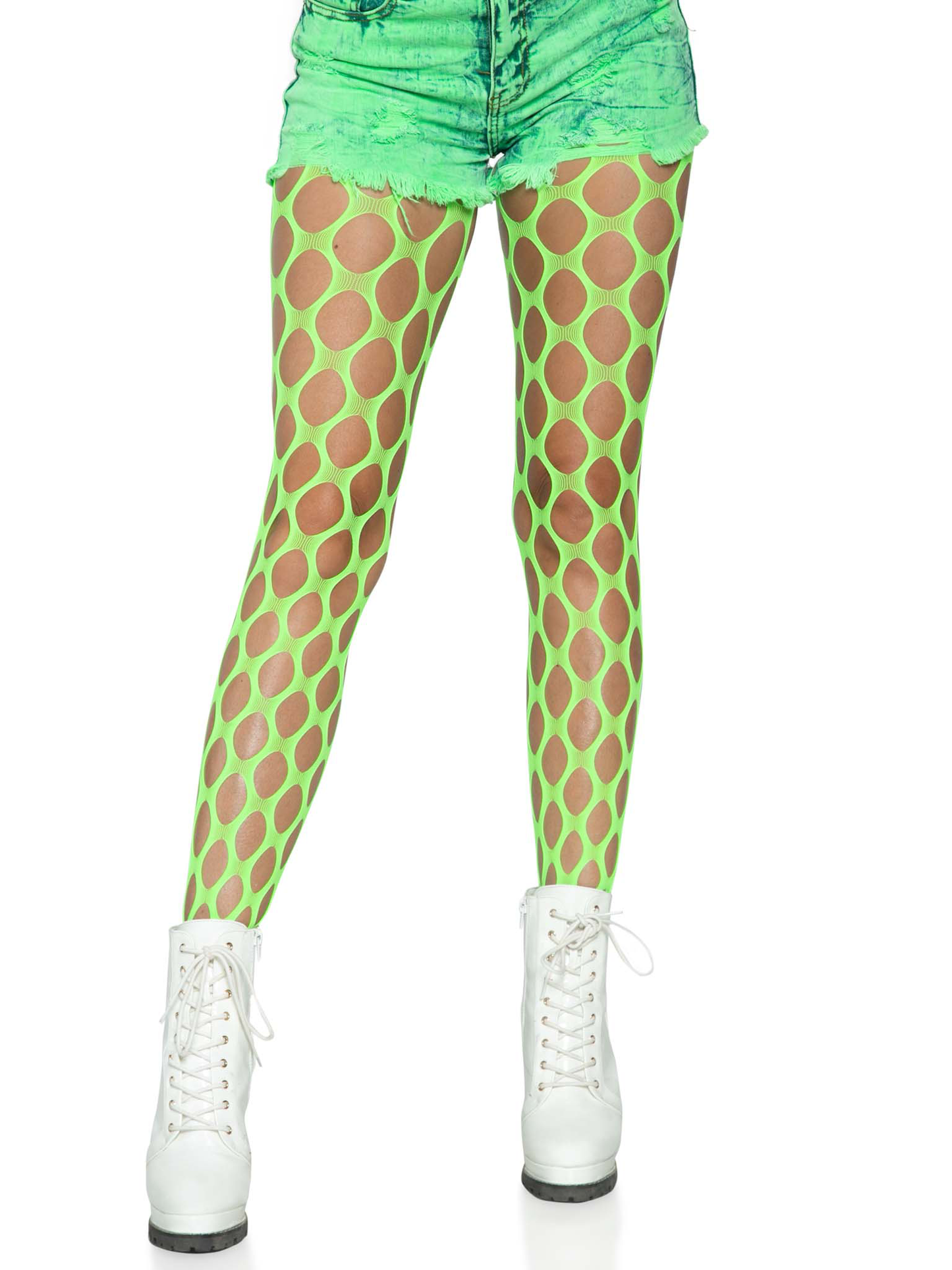 Jumbo Pothole Net Tights - Neon Green - One Size - Not Very Vanilla