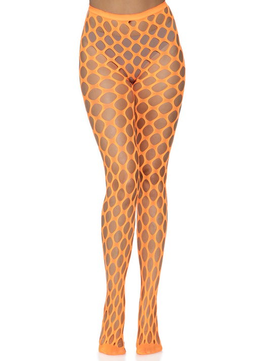 Jumbo Pothole Net Tights - Neon Orange - One Size - Not Very Vanilla