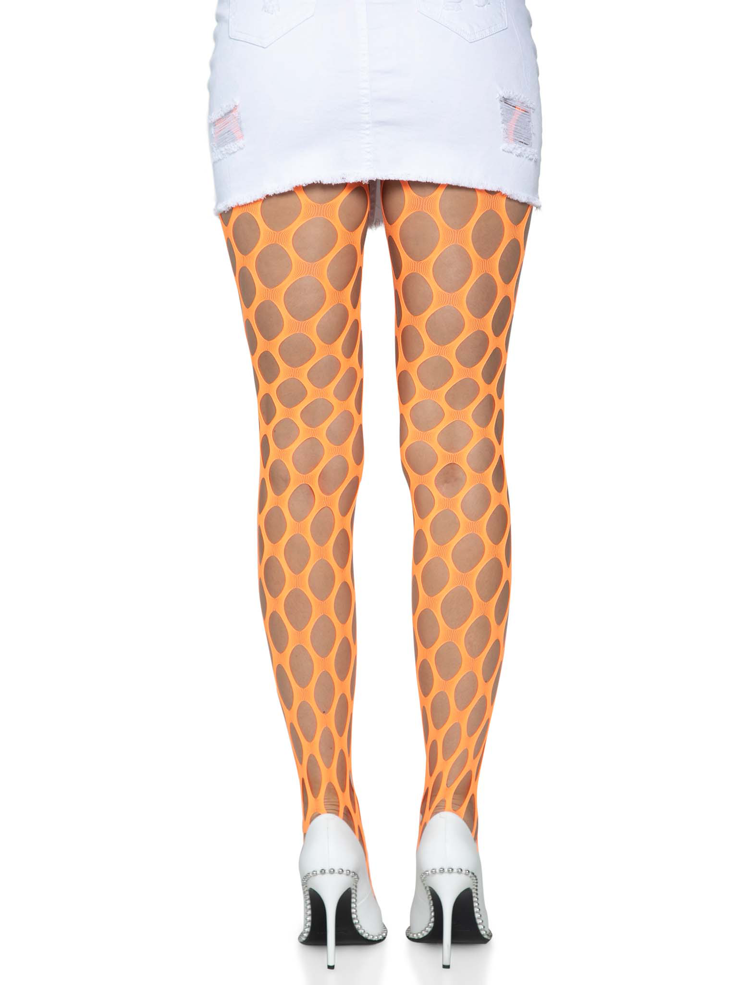 Jumbo Pothole Net Tights - Neon Orange - One Size - Not Very Vanilla