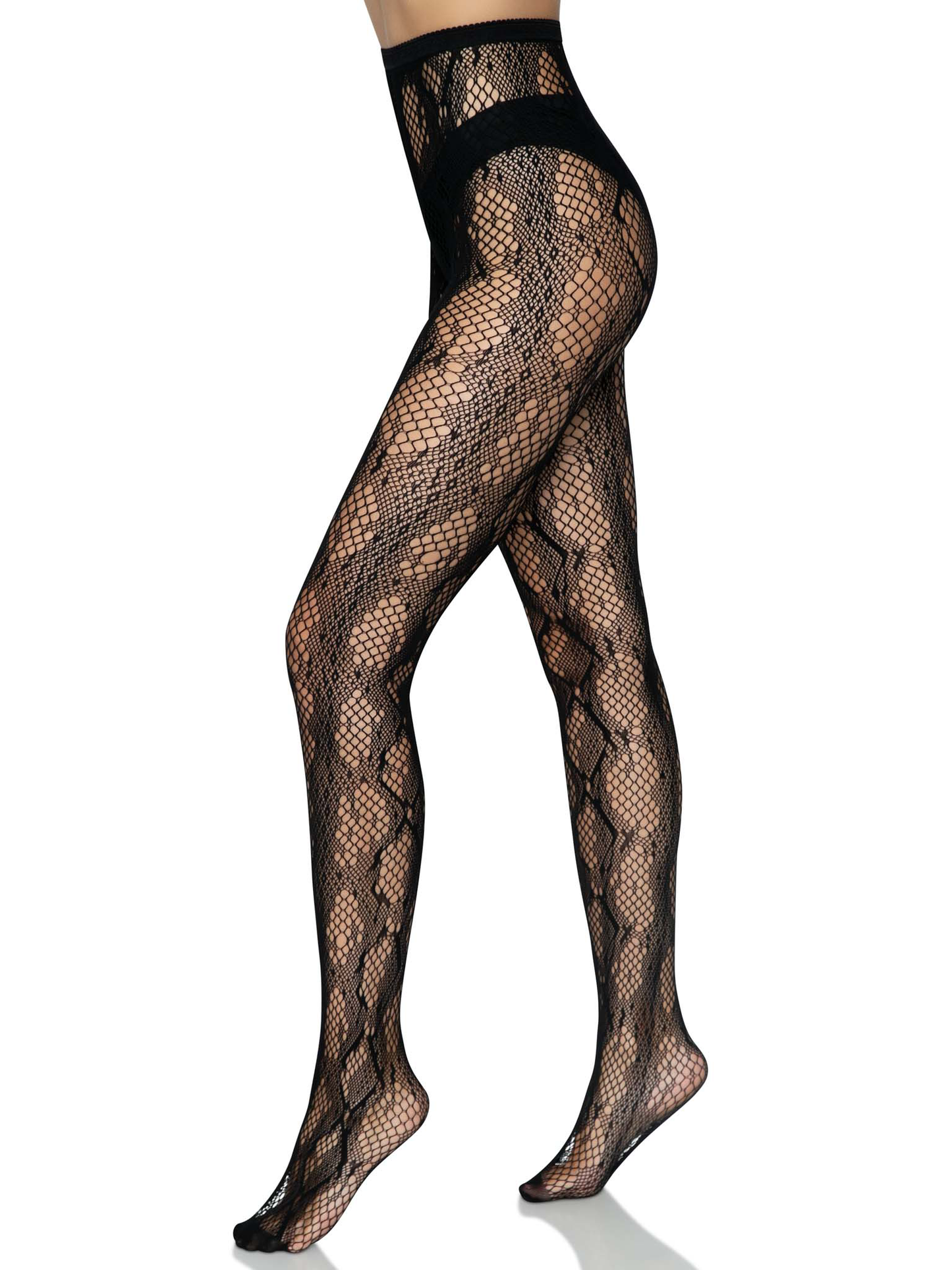 Python Net Tights - One Size - Black - Not Very Vanilla