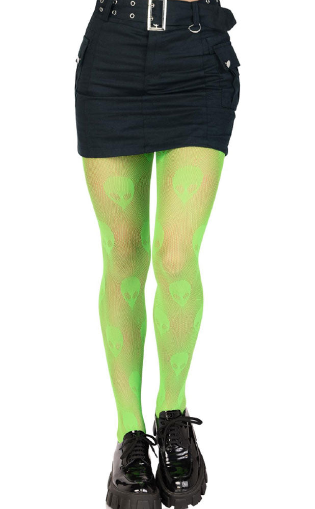 Alien Net Tights - One Size - Green - Not Very Vanilla