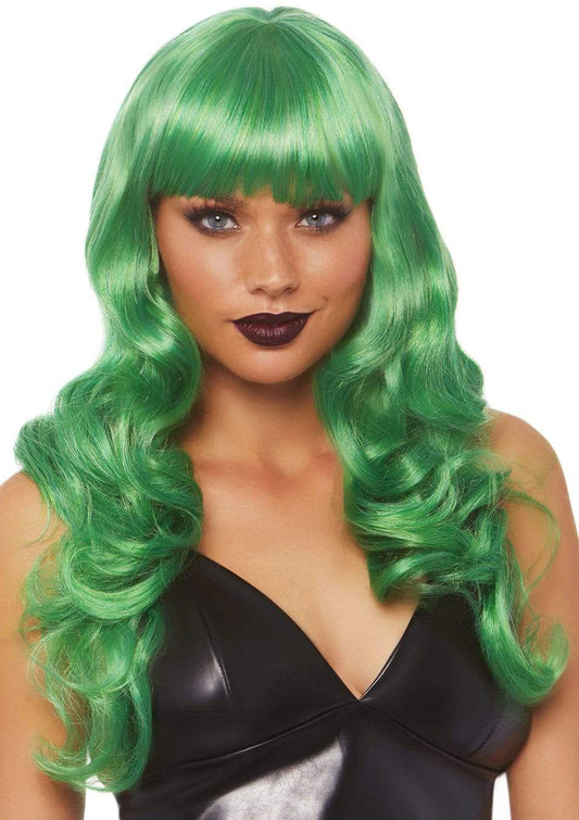 24 Inch Misfit Long Wavy Bang Wig - Green - Not Very Vanilla