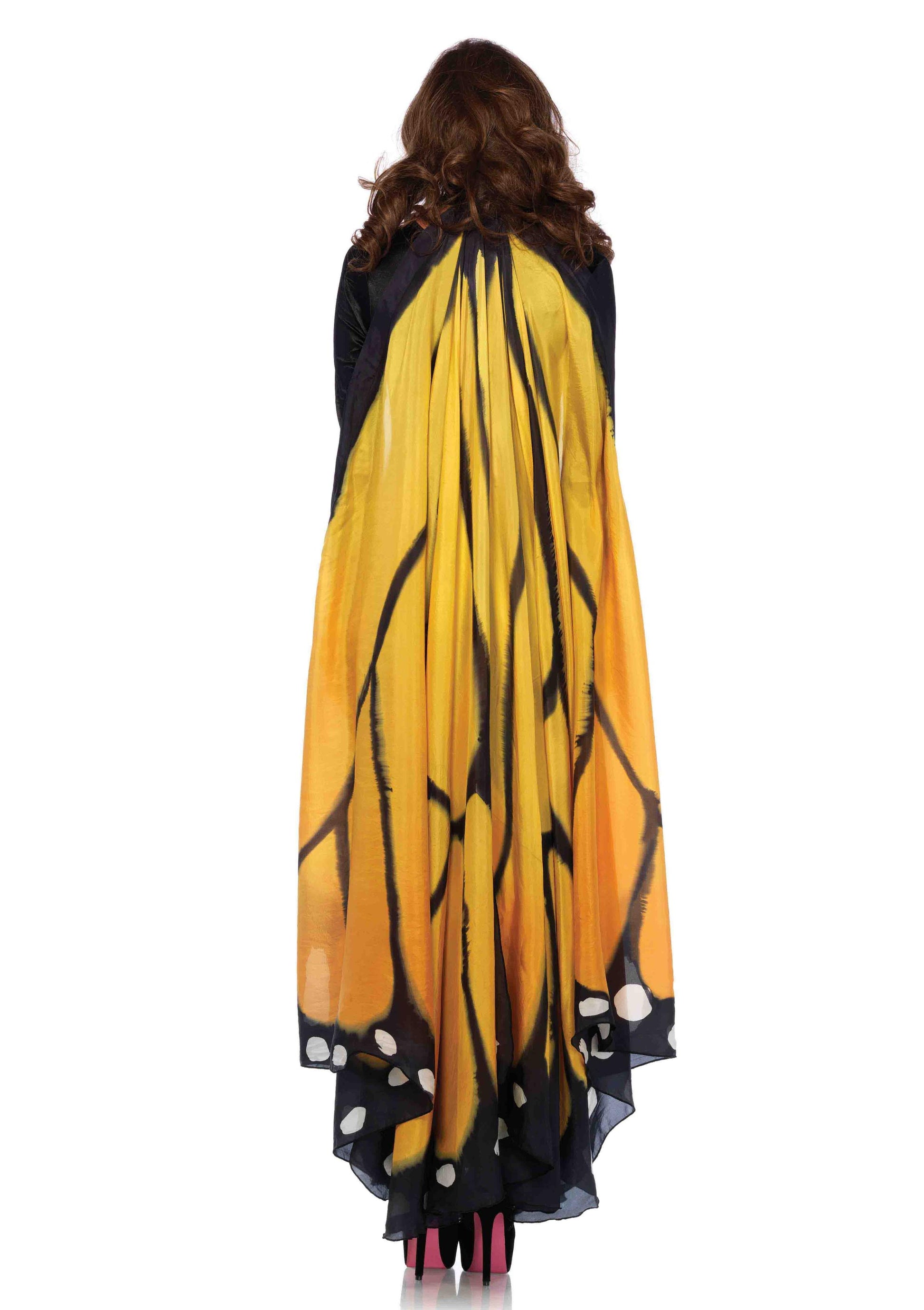 Festival Butterfly Wing Halter Cape - Orange/ - One Size - Black - Not Very Vanilla