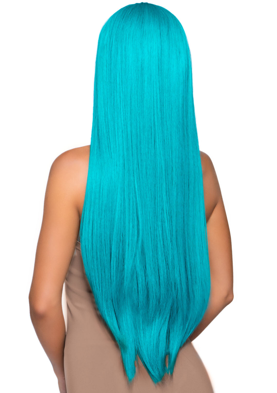 33 Inch Long Straight Center Part Wig - Turquoise - Not Very Vanilla