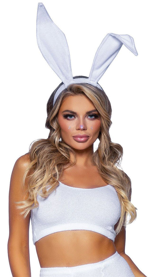 Bendable Velvet Bunny Rabbit Ears - White - Not Very Vanilla