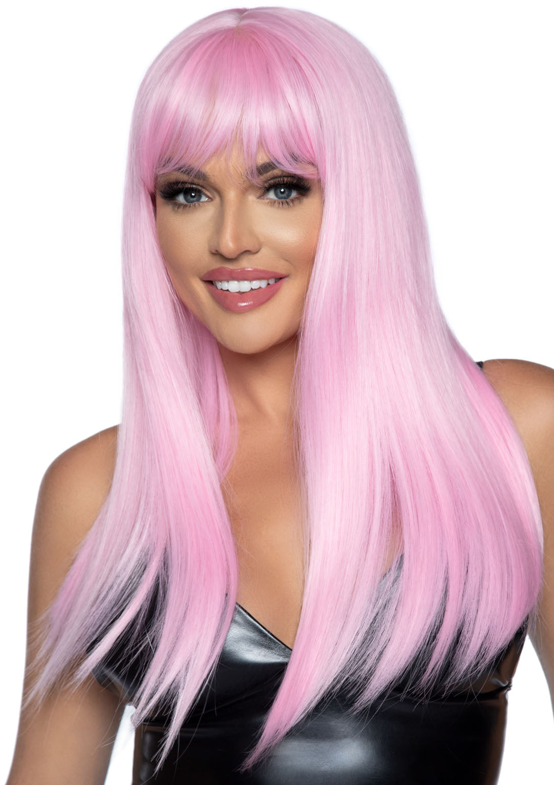 24 Inch Long Straight Bang Wig Pink - Not Very Vanilla