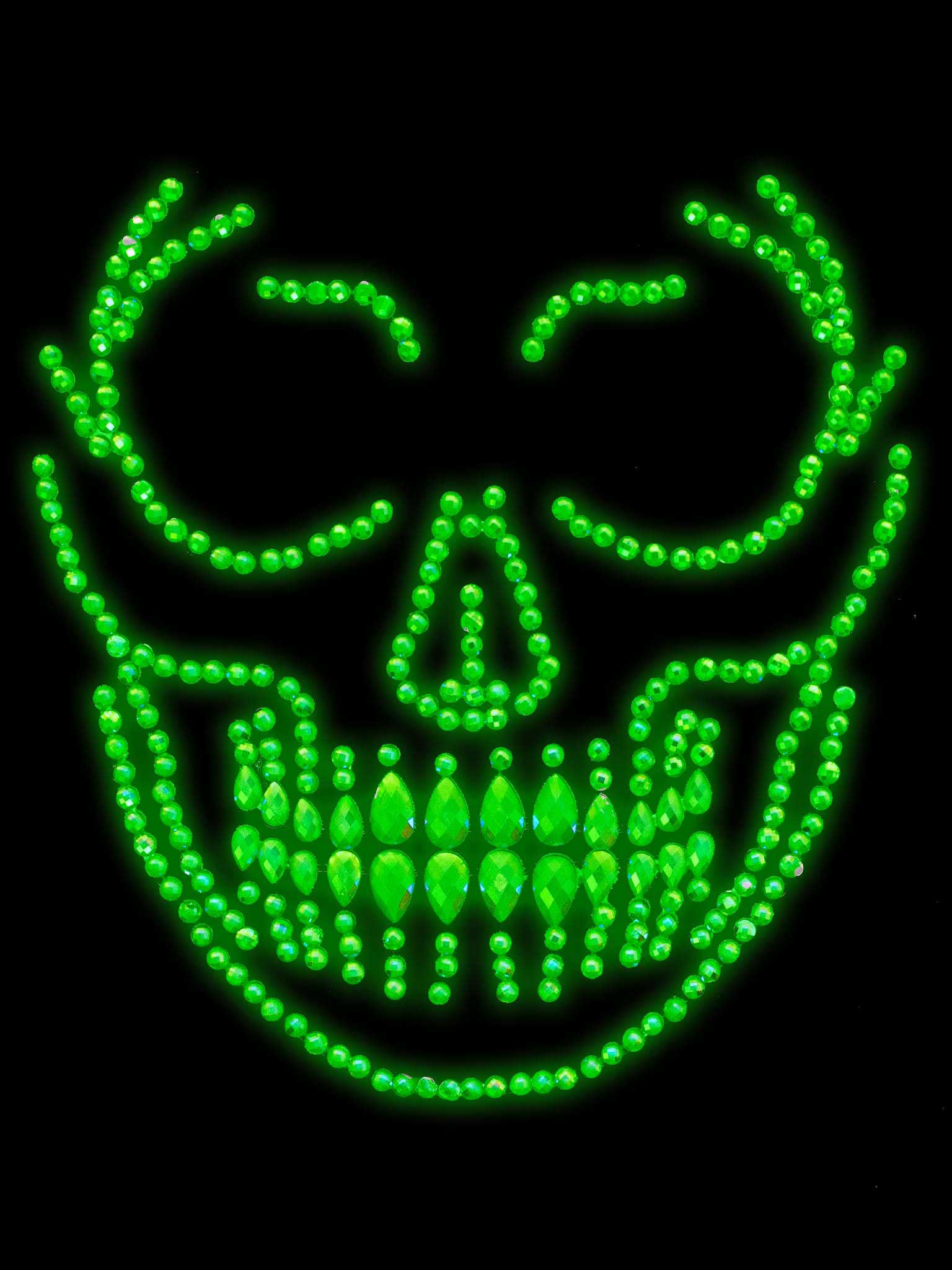 Glow in the Dark Skull Face Jewels Sticker - Not Very Vanilla