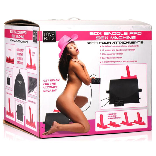 Love Botz 50x Saddle Pro Sex Machine With 4 Attachments - Not Very Vanilla