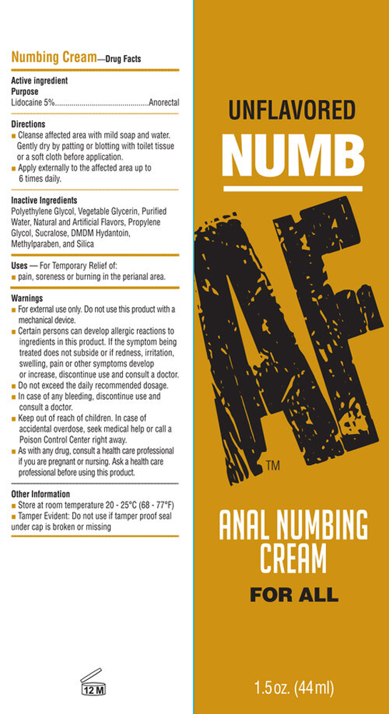 Numb Af - Anal Desensitizing Gel - Unflavored - 1.5 Fl. Oz. - Not Very Vanilla