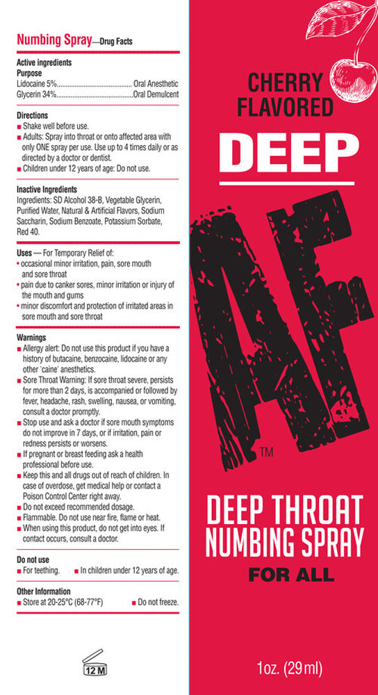 Deep Af Deep Throat Numbing Spray - Cherry - 1 Fl. Oz. - Not Very Vanilla