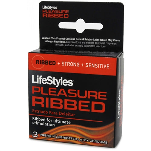 Lifestyles Pleasure Ribbed Condoms - 3 Pack - Not Very Vanilla