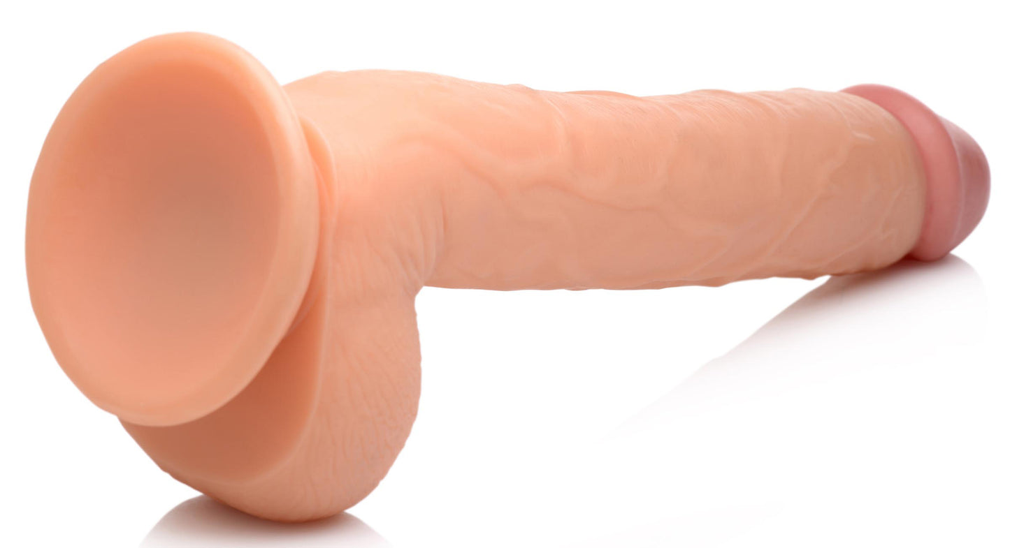 Long Logan 10 Inch Dildo With Balls - Light - Not Very Vanilla