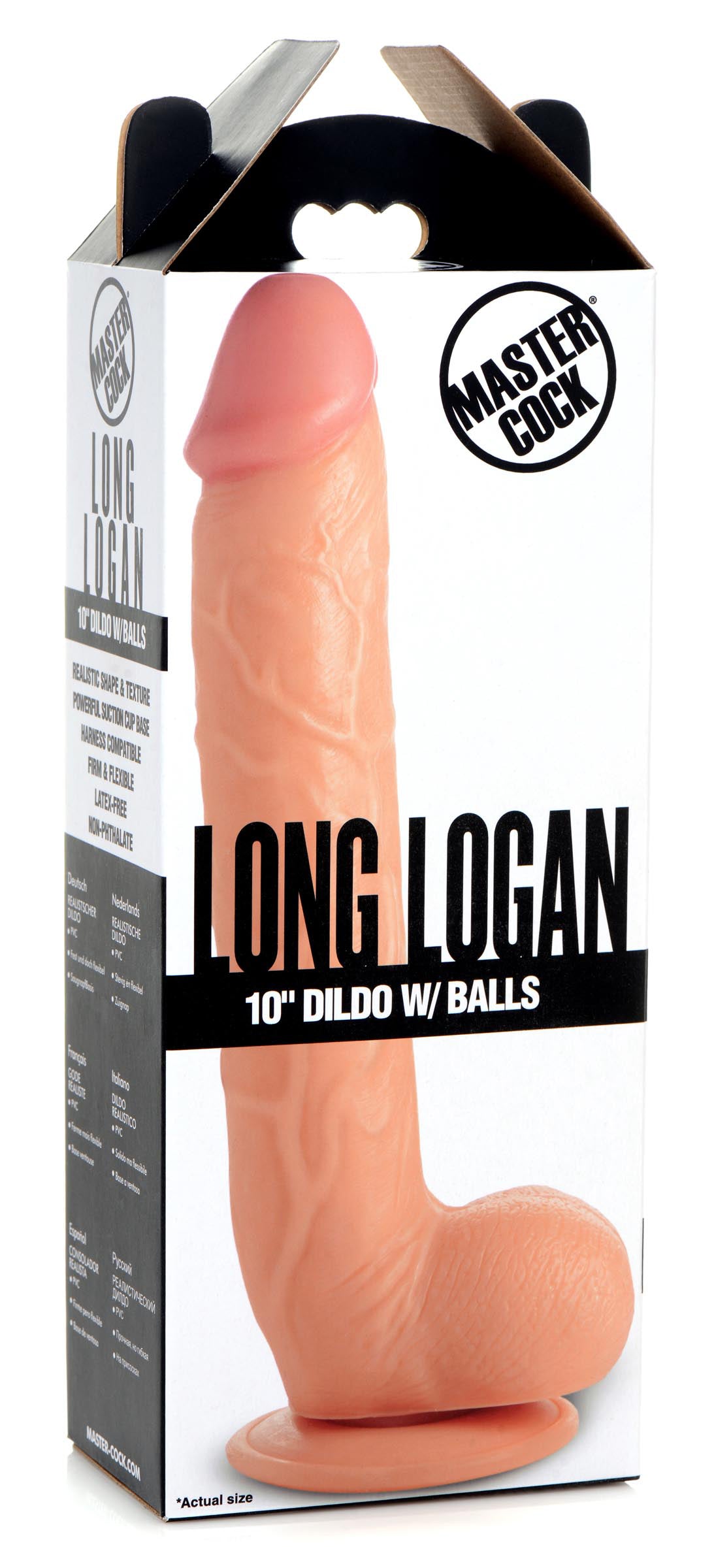 Long Logan 10 Inch Dildo With Balls - Light - Not Very Vanilla