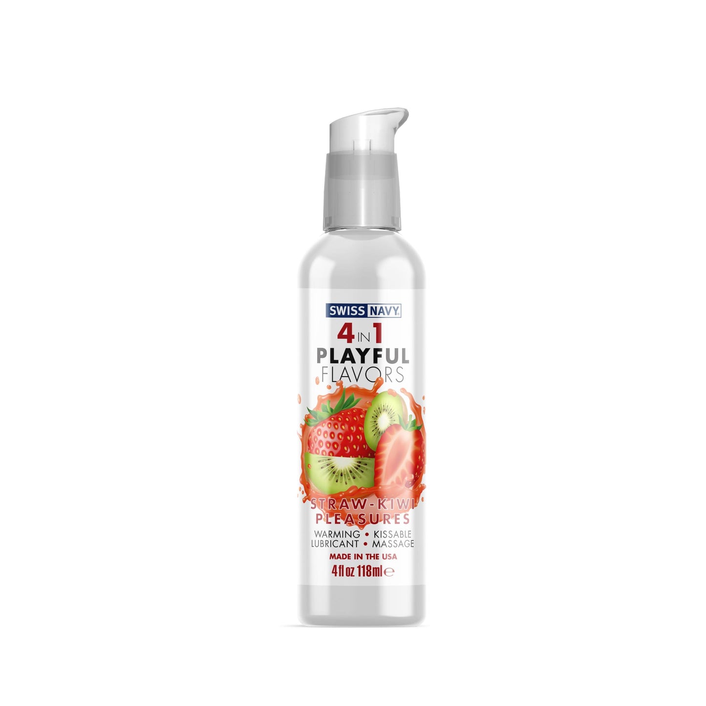 Swiss Navy 4-in-1 Playful Flavors - Strawberry Kiwi Pleasures - 4 Fl. Oz. - Not Very Vanilla