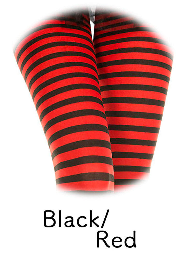 Red and Black Stripe Tights Pantyhose 
