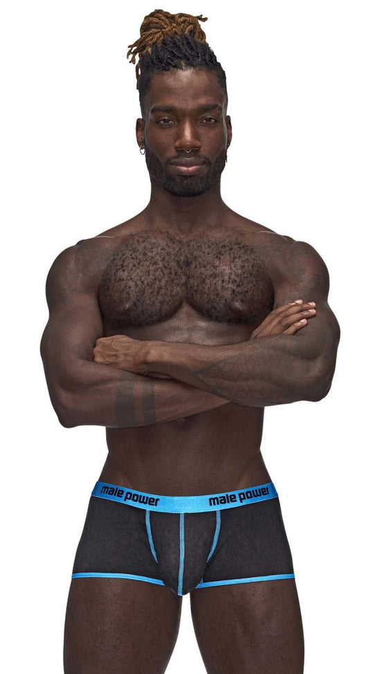 Casanova Uplift Mini Shorts - Large - Black/blue - Not Very Vanilla