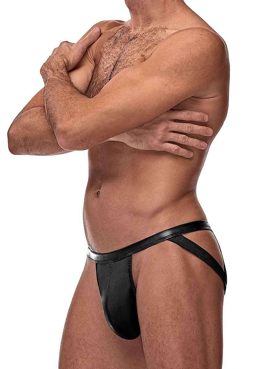 Cage Matte Strappy Ring Jock - L/ XL - Black - Not Very Vanilla